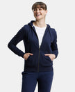 Super Combed Cotton French Terry Fabric Hoodie Jacket with Side Pockets - Navy Blazer-1