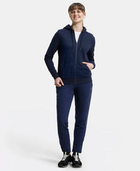 Super Combed Cotton French Terry Fabric Hoodie Jacket with Side Pockets - Navy Blazer-4