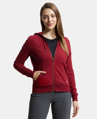 Super Combed Cotton French Terry Fabric Hoodie Jacket with Side Pockets - Rhubarb-5