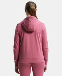 Super Combed Cotton French Terry Fabric Hoodie Jacket with Side Pockets - Rose Wine-3