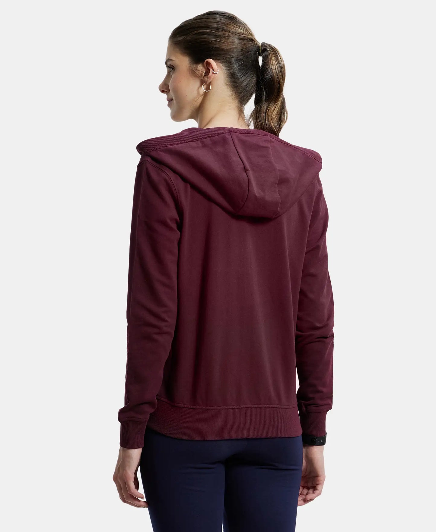 Super Combed Cotton French Terry Fabric Hoodie Jacket with Side Pockets - Wine Tasting-3