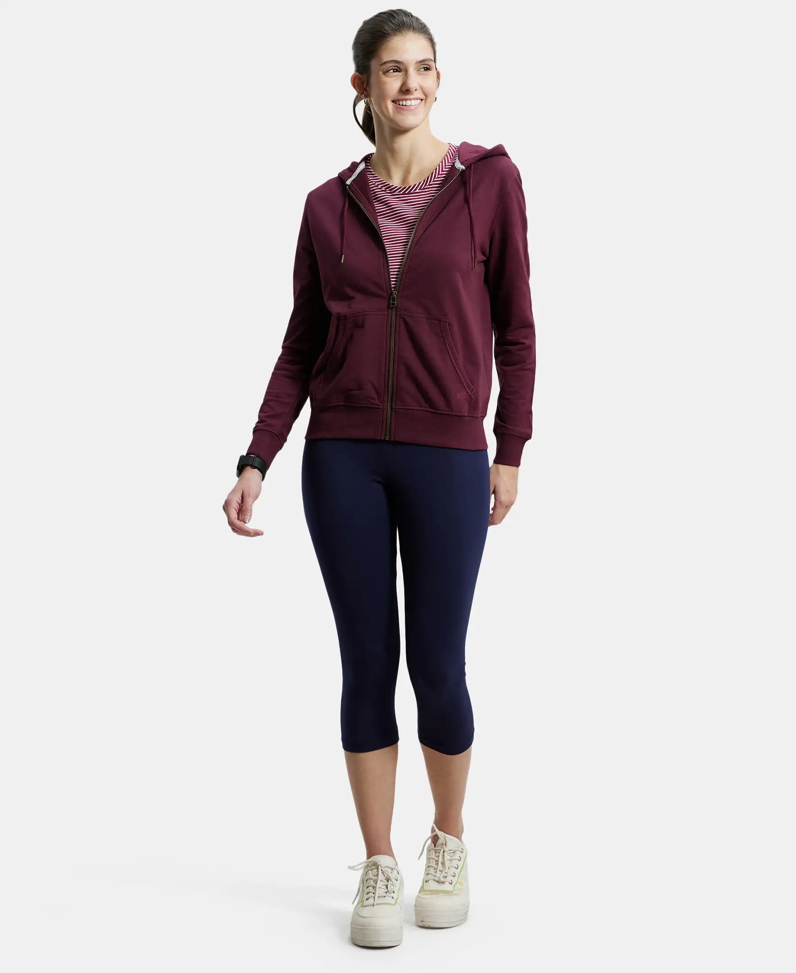 Super Combed Cotton French Terry Fabric Hoodie Jacket with Side Pockets - Wine Tasting-4