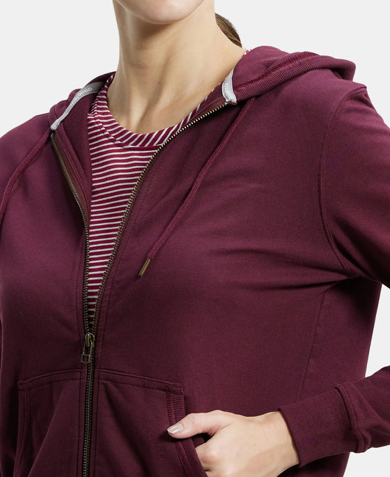 Super Combed Cotton French Terry Fabric Hoodie Jacket with Side Pockets - Wine Tasting-7