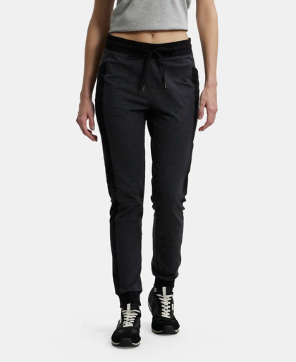 Super Combed Cotton Elastane Slim Fit Joggers With Side Pockets - Black Melange-1