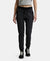 Super Combed Cotton Elastane Slim Fit Joggers With Side Pockets - Black Melange-1