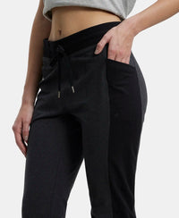 Super Combed Cotton Elastane Slim Fit Joggers With Side Pockets - Black Melange-6