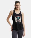 Super Combed Cotton Graphic Printed Racerback Styled Tank Top - Black-1