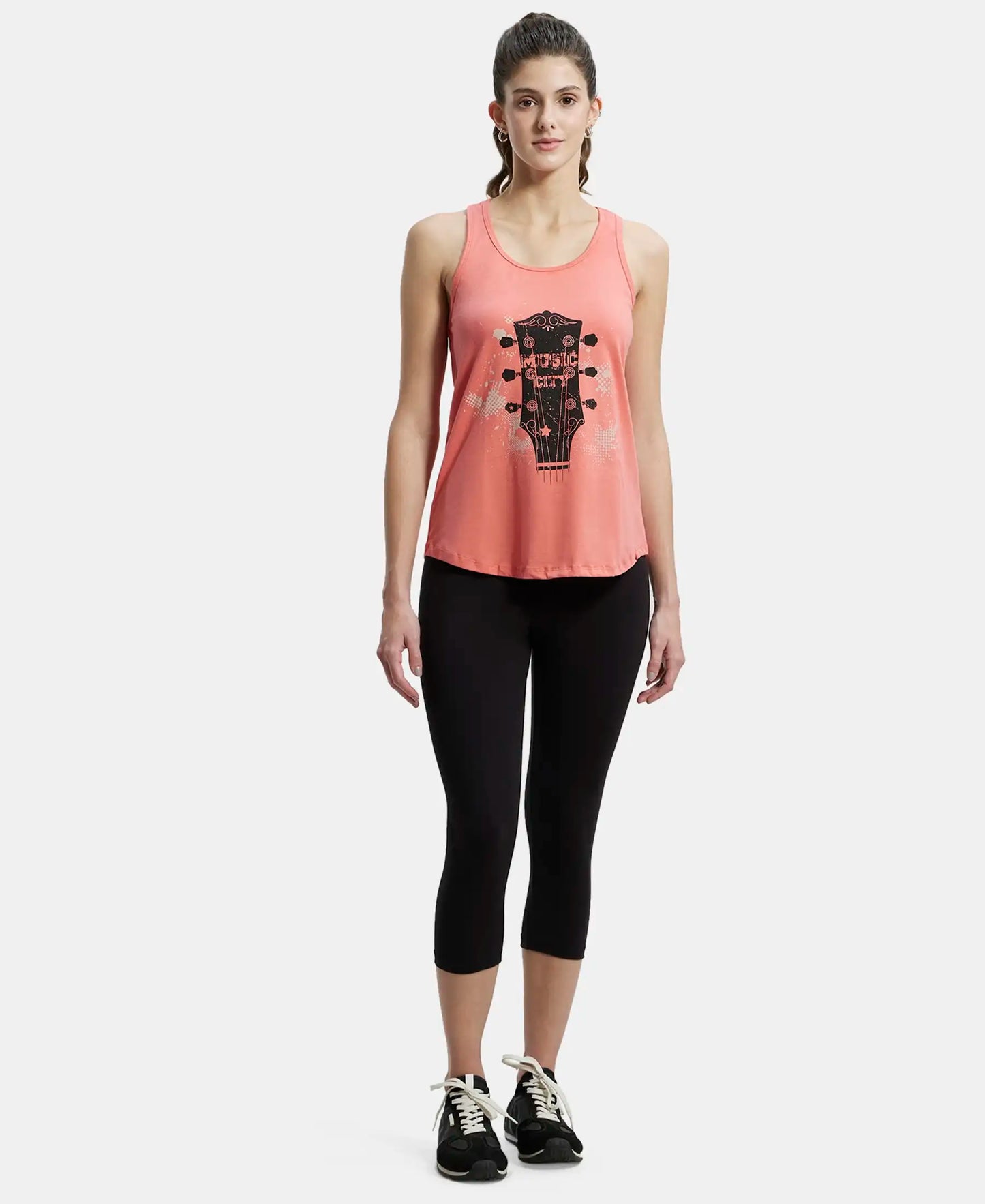 Super Combed Cotton Graphic Printed Racerback Styled Tank Top - Blush Pink-4