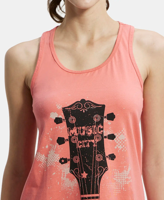 Super Combed Cotton Graphic Printed Racerback Styled Tank Top - Blush Pink-6
