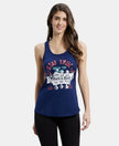 Super Combed Cotton Graphic Printed Racerback Styled Tank Top - Imperial Blue-1