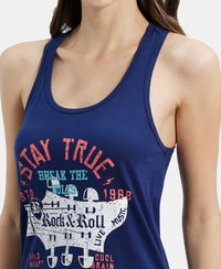 Super Combed Cotton Graphic Printed Racerback Styled Tank Top - Imperial Blue-7