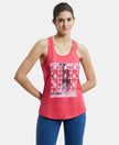 Super Combed Cotton Graphic Printed Racerback Styled Tank Top - Ruby-1