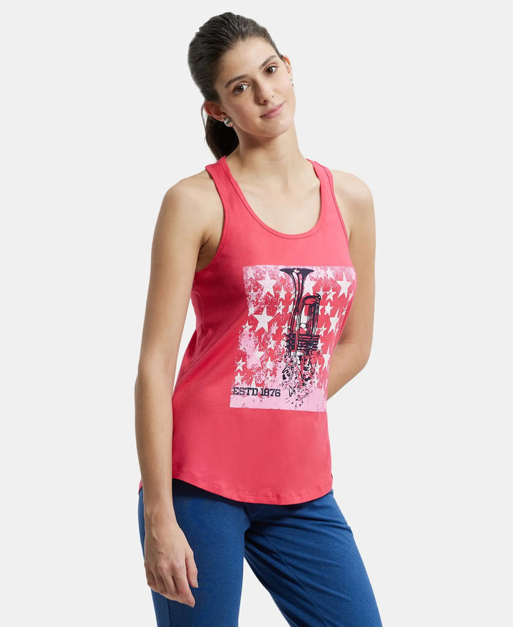 Super Combed Cotton Graphic Printed Racerback Styled Tank Top - Ruby-2