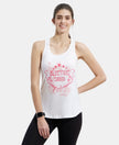 Super Combed Cotton Graphic Printed Racerback Styled Tank Top - White-1