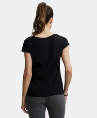 Super Combed Cotton Relaxed Fit Graphic Printed Round Neck Half Sleeve T-Shirt  - Black-3