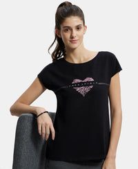Super Combed Cotton Relaxed Fit Graphic Printed Round Neck Half Sleeve T-Shirt  - Black-5
