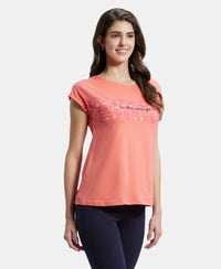 Super Combed Cotton Relaxed Fit Graphic Printed Round Neck Half Sleeve T-Shirt  - Blush Pink-2