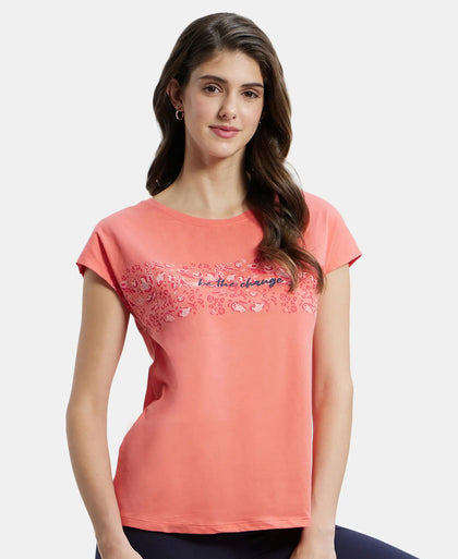 Super Combed Cotton Relaxed Fit Graphic Printed Round Neck Half Sleeve T-Shirt  - Blush Pink-5