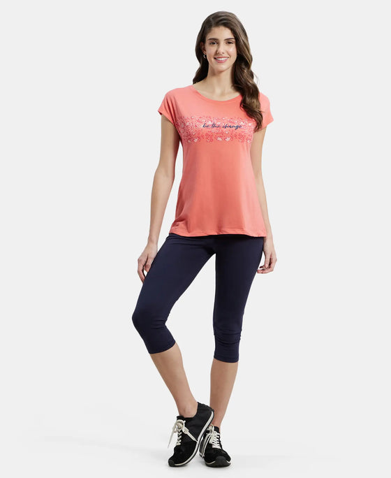 Super Combed Cotton Relaxed Fit Graphic Printed Round Neck Half Sleeve T-Shirt  - Blush Pink-6