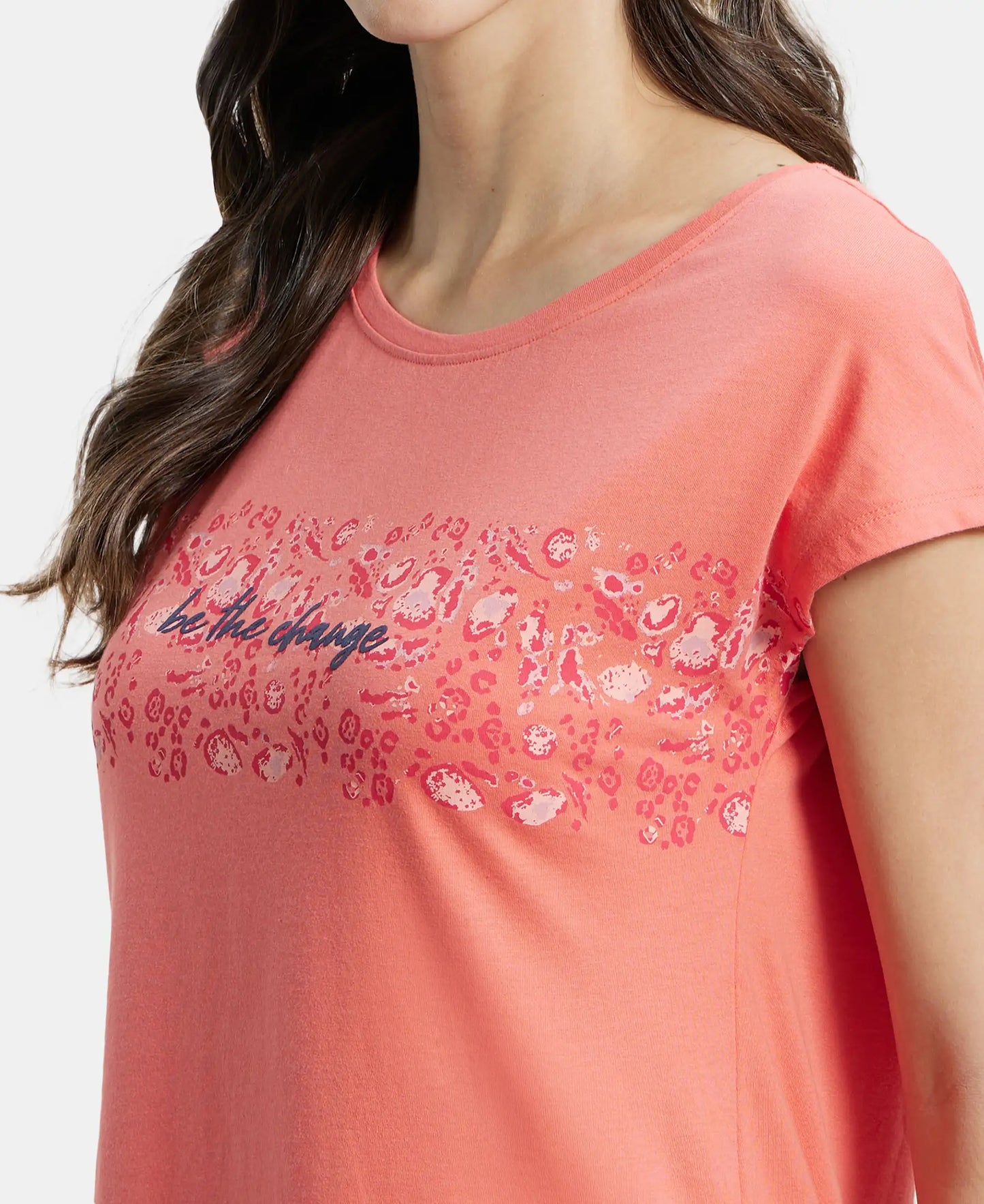 Super Combed Cotton Relaxed Fit Graphic Printed Round Neck Half Sleeve T-Shirt  - Blush Pink-7