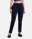 Super Combed Cotton Elastane French Terry Straight Fit Trackpants with Side Pockets - Navy Blazer-1
