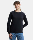 Super Combed Cotton Rich French Terry Fabric Solid Sweatshirt with Raglan Sleeve Styling - Black-1
