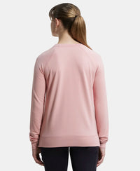 Super Combed Cotton Rich French Terry Fabric Solid Sweatshirt with Raglan Sleeve Styling - Blush-3