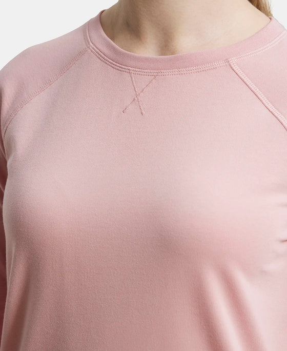Super Combed Cotton Rich French Terry Fabric Solid Sweatshirt with Raglan Sleeve Styling - Blush-7