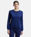 Super Combed Cotton Rich French Terry Fabric Solid Sweatshirt with Raglan Sleeve Styling - Imperial Blue-1