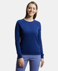 Super Combed Cotton Rich French Terry Fabric Solid Sweatshirt with Raglan Sleeve Styling - Medieval Blue-1
