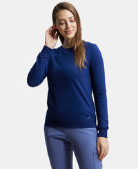 Super Combed Cotton Rich French Terry Fabric Solid Sweatshirt with Raglan Sleeve Styling - Medieval Blue-5