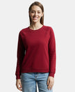 Super Combed Cotton Rich French Terry Fabric Solid Sweatshirt with Raglan Sleeve Styling - Rhubarb-1