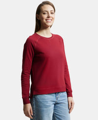Super Combed Cotton Rich French Terry Fabric Solid Sweatshirt with Raglan Sleeve Styling - Rhubarb-2