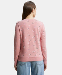 Super Combed Cotton Elastane Stretch French Terry Fabric Printed Sweatshirt with Ribbed Cuffs - Brandied Apricot-3