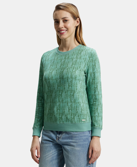 Super Combed Cotton Elastane Stretch French Terry Fabric Printed Sweatshirt with Ribbed Cuffs - Feldspar-2