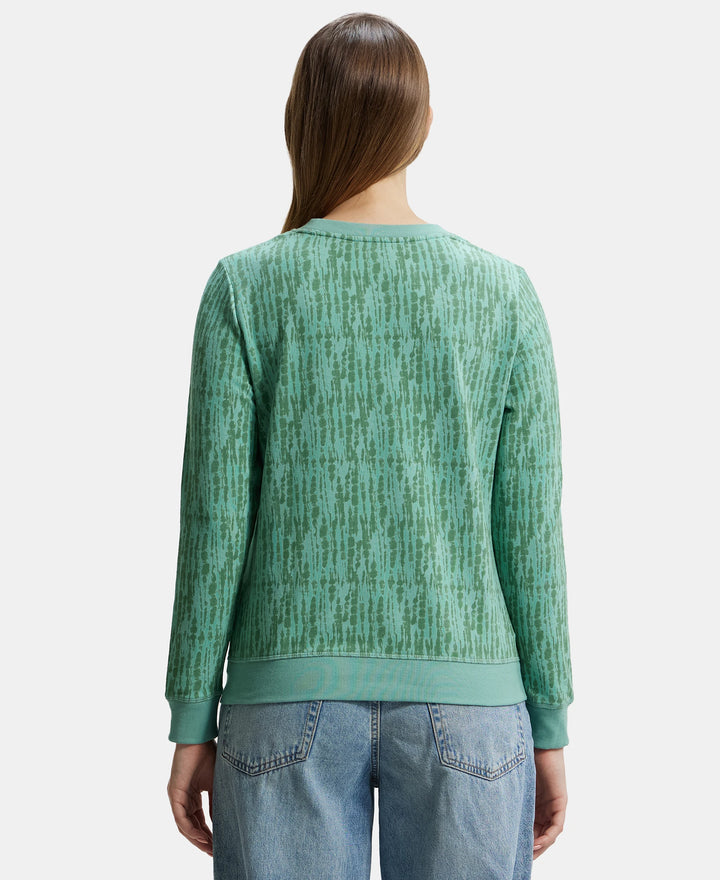 Super Combed Cotton Elastane Stretch French Terry Fabric Printed Sweatshirt with Ribbed Cuffs - Feldspar-3