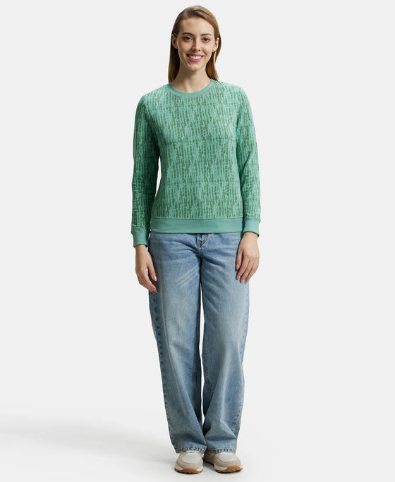 Super Combed Cotton Elastane Stretch French Terry Fabric Printed Sweatshirt with Ribbed Cuffs - Feldspar-4