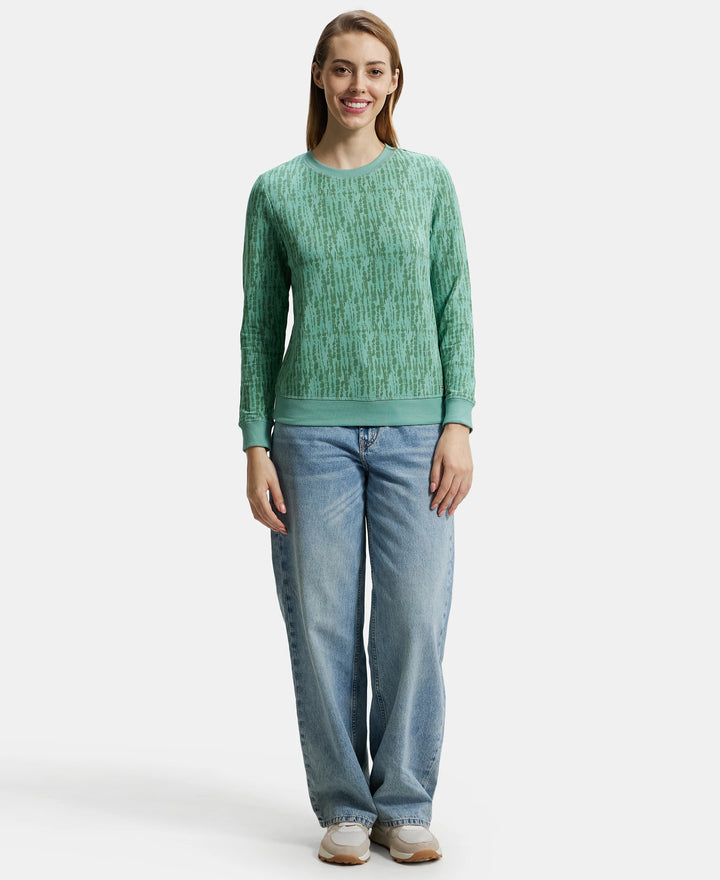 Super Combed Cotton Elastane Stretch French Terry Fabric Printed Sweatshirt with Ribbed Cuffs - Feldspar-4