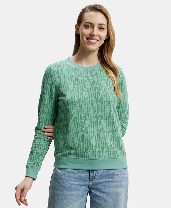 Super Combed Cotton Elastane Stretch French Terry Fabric Printed Sweatshirt with Ribbed Cuffs - Feldspar-5