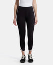 Super Combed Cotton Elastane Leggings with Contrast Side Piping - Black-1
