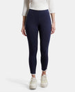 Super Combed Cotton Elastane Leggings with Contrast Side Piping - Navy Blazer-1