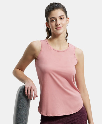 Super Combed Cotton Rich Solid Curved Hem Styled Tank Top - Brandied Apricot-5