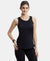 Super Combed Cotton Rich Solid Curved Hem Styled Tank Top - Black-1