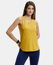 Super Combed Cotton Rich Solid Curved Hem Styled Tank Top - Golden Spice-1