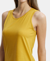 Super Combed Cotton Rich Solid Curved Hem Styled Tank Top - Golden Spice-7