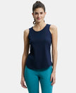 Super Combed Cotton Rich Solid Curved Hem Styled Tank Top - Navy Blazer-1