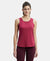 Super Combed Cotton Rich Solid Curved Hem Styled Tank Top - Red Plum-1