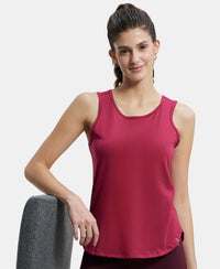 Super Combed Cotton Rich Solid Curved Hem Styled Tank Top - Red Plum-5