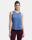 Super Combed Cotton Rich Solid Curved Hem Styled Tank Top - Topaz Blue-1