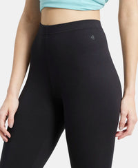 Super Combed Cotton Elastane Leggings with Ultrasoft Waistband - Black-6